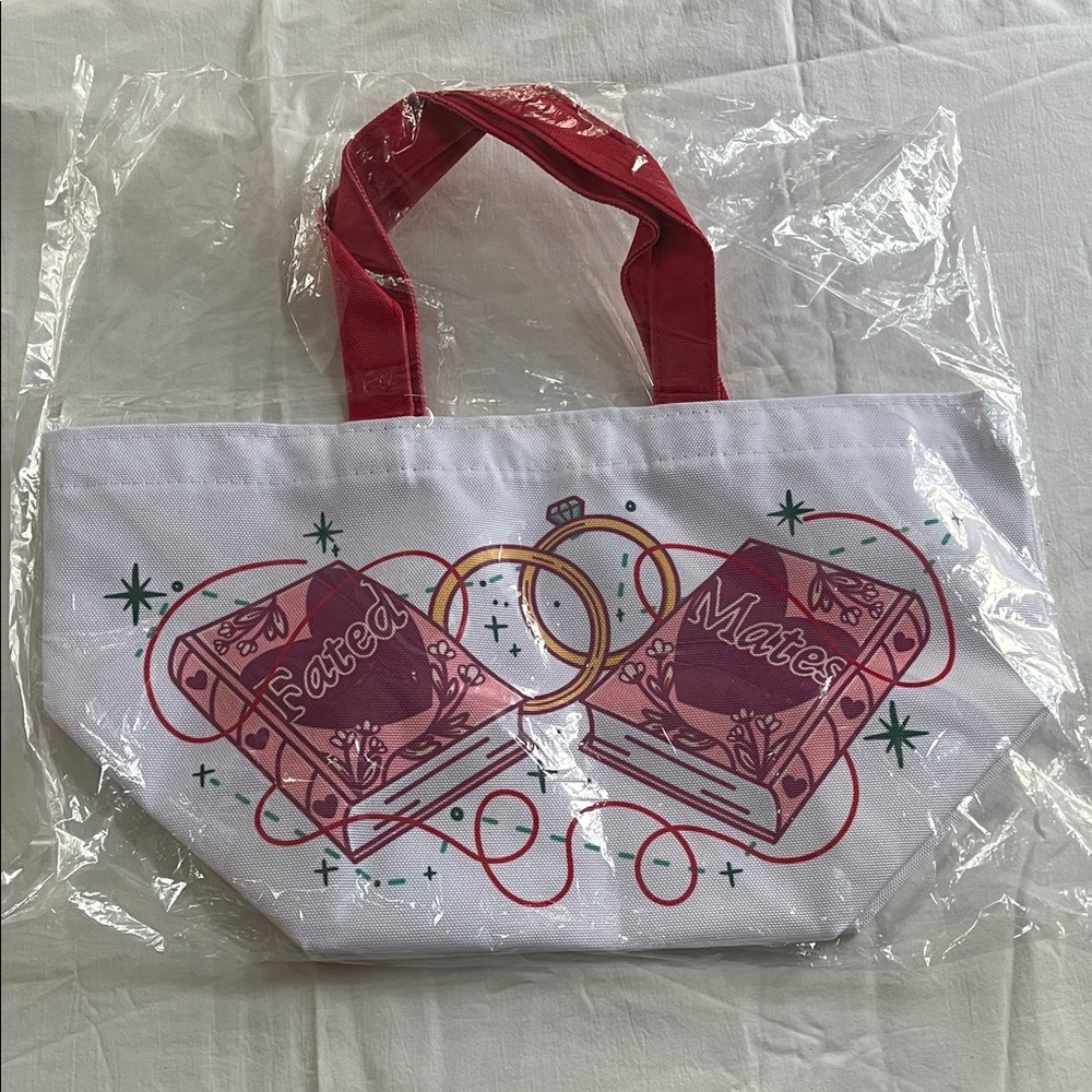 Red and White Tote Bag